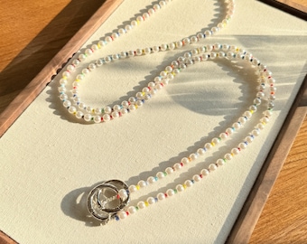 Colorful Pearl Crossbody Phone Charm: Long Beaded Phone Lanyard