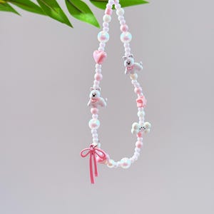 Telefoonbedel puppy pastel, schattige telefoonketting huisdier, telefoonriem met kralen, Y2K-telefoonbedel, polsriem, verjaardagscadeaus, Moederdagcadeaus