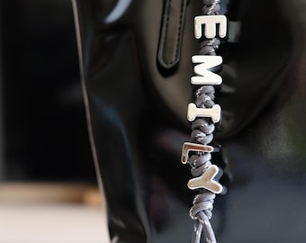 Personalised Name Bag Charm: Custom Acrylic Letter Keychain, Handbag Accessory, Gift For Her