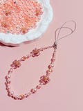 Sakura Phone Charm: Pink Pearl & Crystal Cherry Blossom Strap