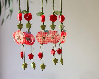 Cartoon Apple Phone Charm: Y2K Kawaii Wrist Lanyard