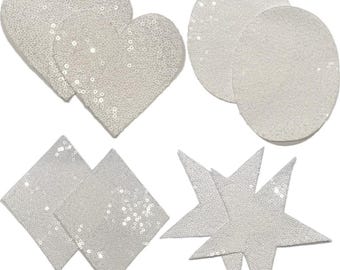 Easy Iron-on White Sequin Elbow Patches