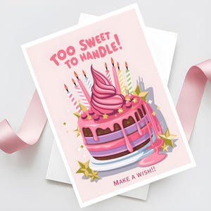Printable Birthday Card for Her, Pink Girly Happy Birthday Card, Cute Birthday Card Digital Download, Funny Birthday Cards for Wife, Preppy