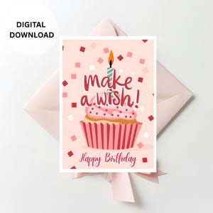 Happy Birthday Card, Printable Birthday Card for Her, Birthday Party Card Design, Birthday Card Kids, Pink Birthday Card Girly Birthday Card