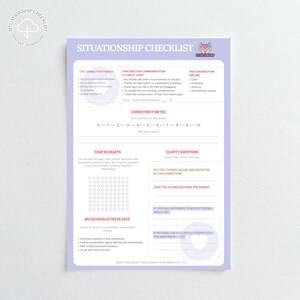 Situationship Checklist Printable, Dating Clarity Worksheet, Mixed Signals Tracker, Relationship Reflection Journal, 90 Day Heart Tracker