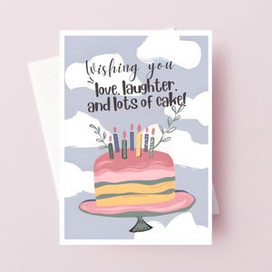 Cartão de bolo de aniversário, cartão de aniversário para marido, cartão de aniversário para esposa, cartão de aniversário para namorada, cartão de aniversário engraçado, cartão de felicitações fofo para imprimir