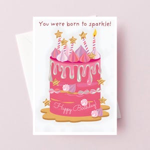 Printable Pink Birthday Card for Her, Cute Girly Digital Download, Happy Birthday Card, Instant Download, Coquette Birthday Card, Funny Card