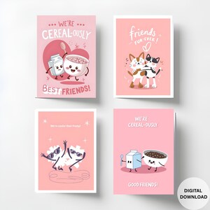 Lot de 4 cartes imprimables, cartes drôles pour meilleur ami, cartes pour meilleur ami, cartes de voeux festives, joli lot de cartes d'anniversaire, cartes d'amitié