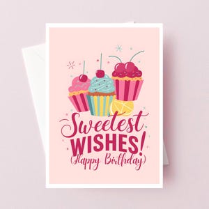 Happy Birthday Card, Printable Birthday Card for Her, Birthday Party Card Design, Birthday Card Kids, Pink Birthday Card Girly Birthday Card