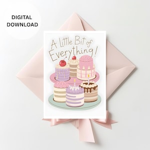 Cake Birthday Card, Printable Birthday Card for Her, Birthday Party Card Design, Birthday Card Kids, Pink Birthday Card, Girly Birthday Card