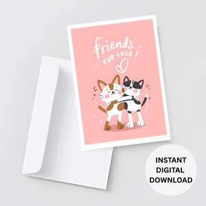 Meilleures amies Furever imprimable, cadeau pour amoureux des chats, carte Bestie pour elle, carte drôle pour ami, carte drôle femme, carte chat pour petite amie