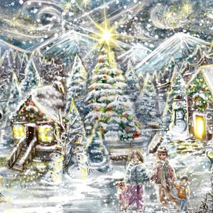Snowy Christmas Backround Print