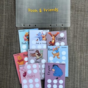 Mini desafío de ahorro de Pooh y sus amigos, tira y ahorra, 8 mini desafío de ahorro, sobres para rellenar con dinero, Mini Monday