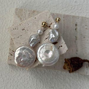 Baroque Pearl Earrings | Irregular Freshwater Pearl Dangle with Gold Stud | Modern Natural Statement Jewelry