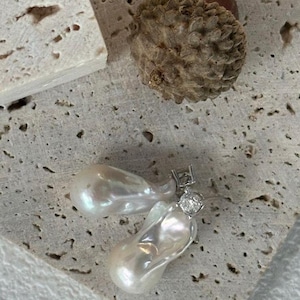 Baroque Crystal Earrings, Natural Baroque Pearls Earrings, Sterling Silver Earrings
