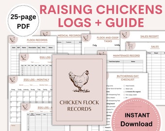 Aufzucht Hühner Anleitung + Eiertracker, Journal zum ausdrucken, PDF zum ausdrucken, Geschenk für Landwirt, Eierzähler