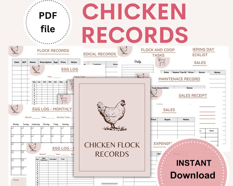 Chicken Flock Management Records, Homestead Planner (printable PDF) - Etsy