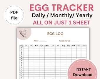 Hühnerei Log Tracker Journal Managment Boarding, druckbares PDF, Farmer Geschenk, Eierzahl, Gehöft, Bauernhof, Tier Logbuch