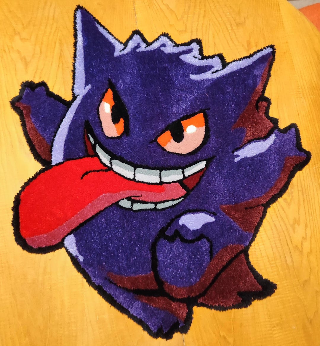 Gengear Rug Gengar Rug – Handmade With Tufting, Pokémon Decor, Geek Rug - Etsy