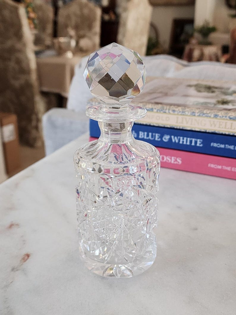 American Brilliant Cut Glass (Crystal) Hobstar Perfume Bottle