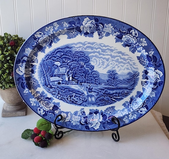 Vintage Enoch Woods English Scenery Blue and White Transferware 16
