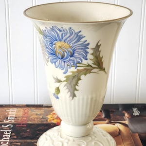 Vintage Sorau German Porcelain Blue Thistle Urn Vase