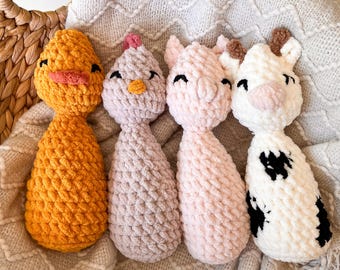 Cuddle Critters Weighted Baby Toys | Handmade Duck Chicken Pig Cow