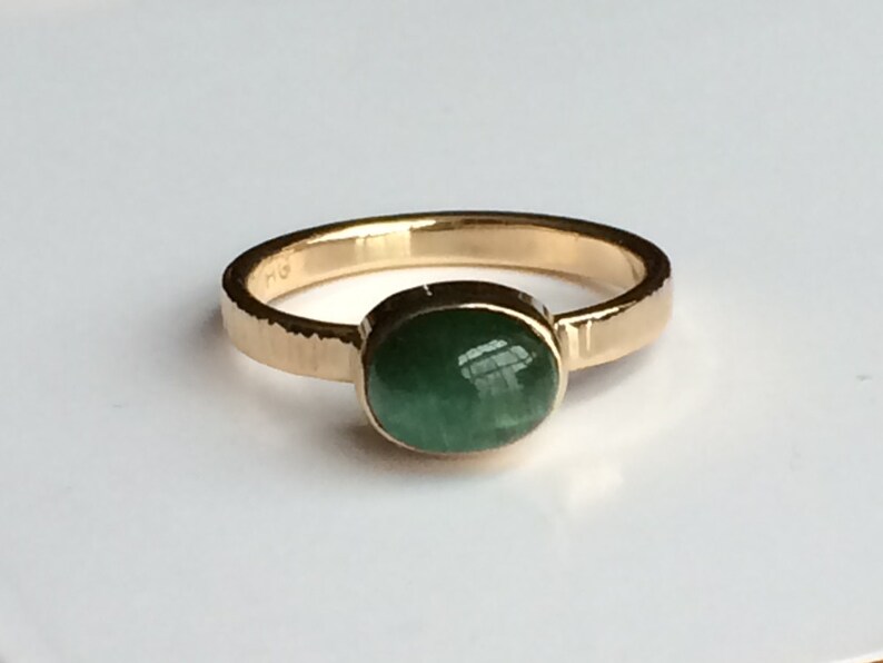 Forrest Green Catseye Tourmaline and 14k Gold Ring Handmade | Etsy