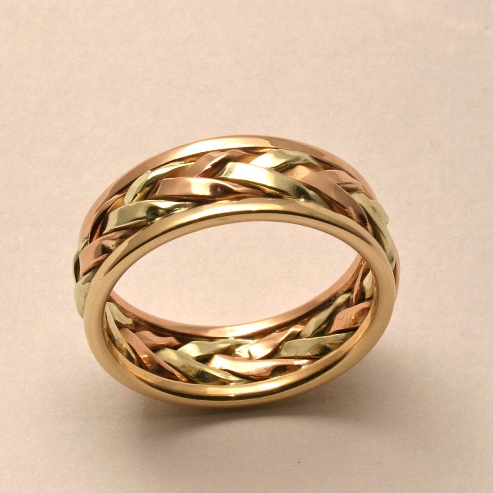 Braided in Gold Men's Large Wedding Band Handmade in Etsy