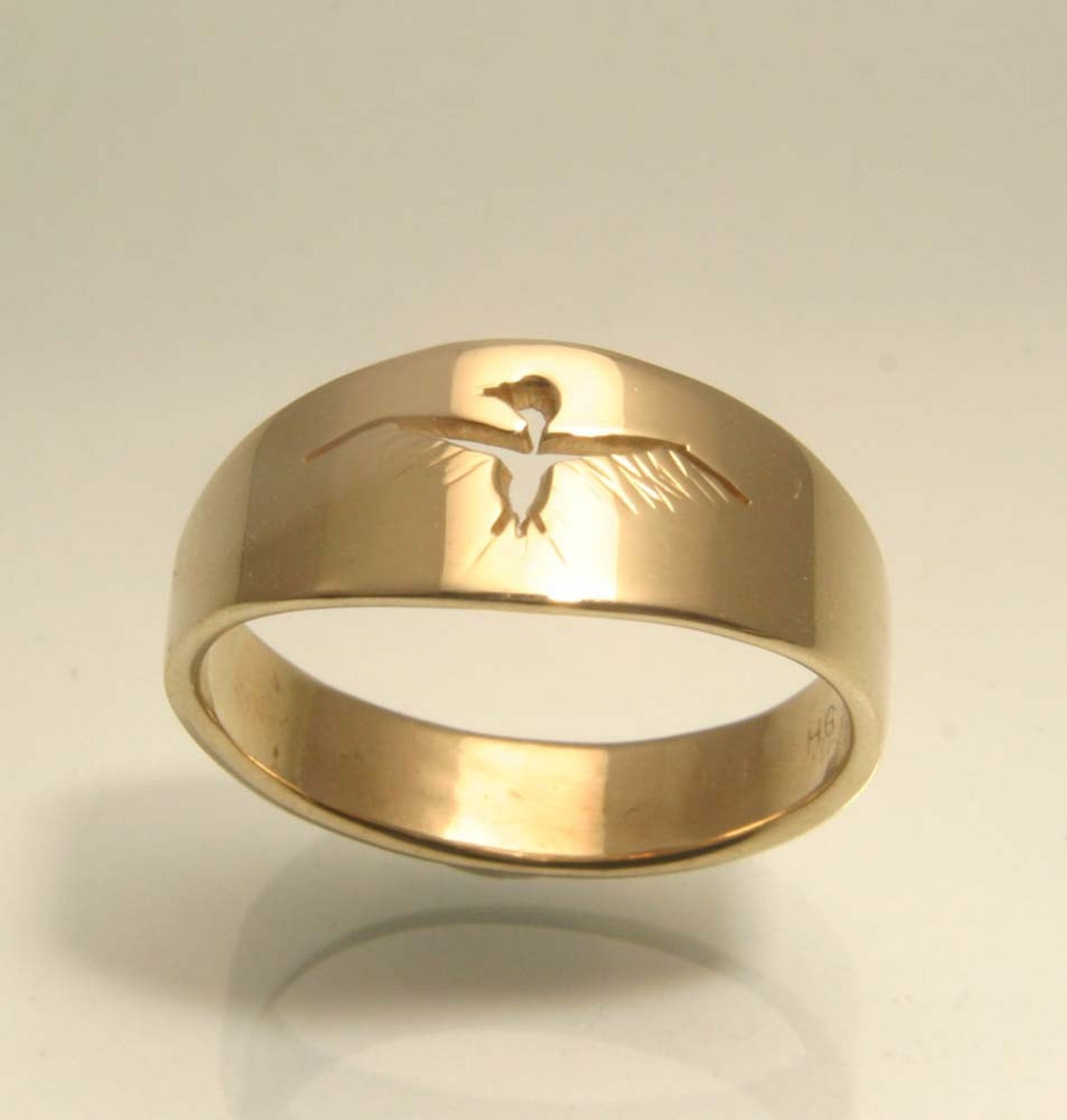 Taking Flight Bird Ring in 14k Yellow Gold Handmade in Maine Etsy