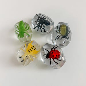 Handcrafted Resin Bug Gems 5 piece set for Sensory Play | Personalized | Kids Moms Homeschool Activities | Gift idea | Nature | Montessori