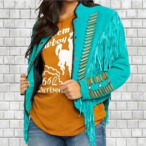 Women&#39;s Fringes Leather Jacket Suede Leather Jacket Vintage Style Ladies Cowgirl style Leather Jacket Western Jacket Gifts For Her