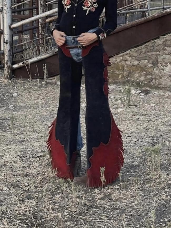 Handmade Suede Cowgirl Chaps Western Rodeo Fringe Riding Chaps