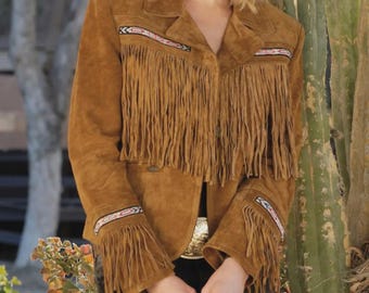 Vintage Suede Fringe Western Jacket: Handmade Cowgirl Style