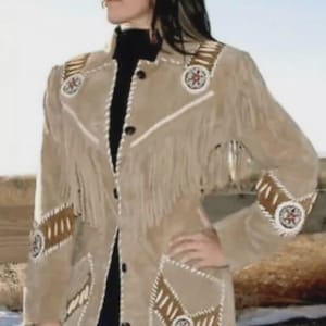 Women&#39;s Fringes Coat Leather Jacket Suede Leather Jacket Vintage Style Ladies Cowgirl Leather Jacket Western Gifts For Her Gifts For Women