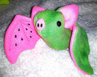 Fruit Bat Plushie - Watermelon Bat, fruitbat, plush bat, toy