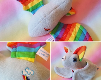 Rainbow Flap Bat Plushie - MLP inspired rainbow dash parody plush toy