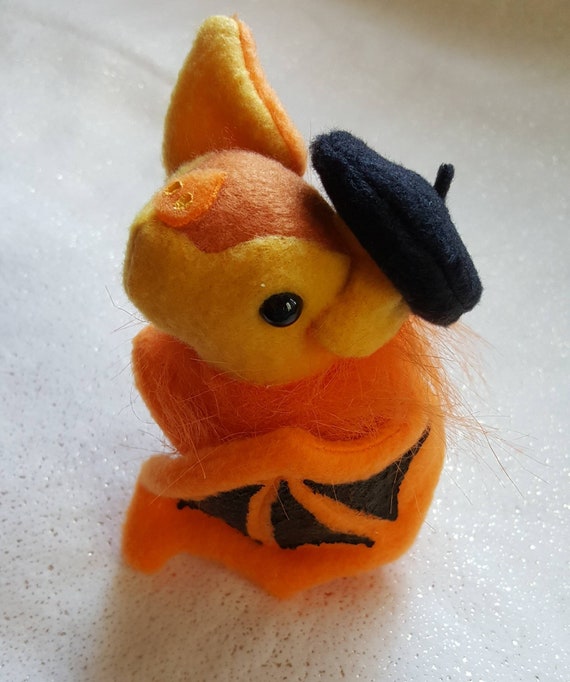 Painted Bat Plushie - Kerivoula Picta Black and Orange Plush Bat