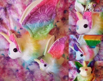Jumbo Unicorn Bat Plushie - Kawaii, plush bat, rainbow