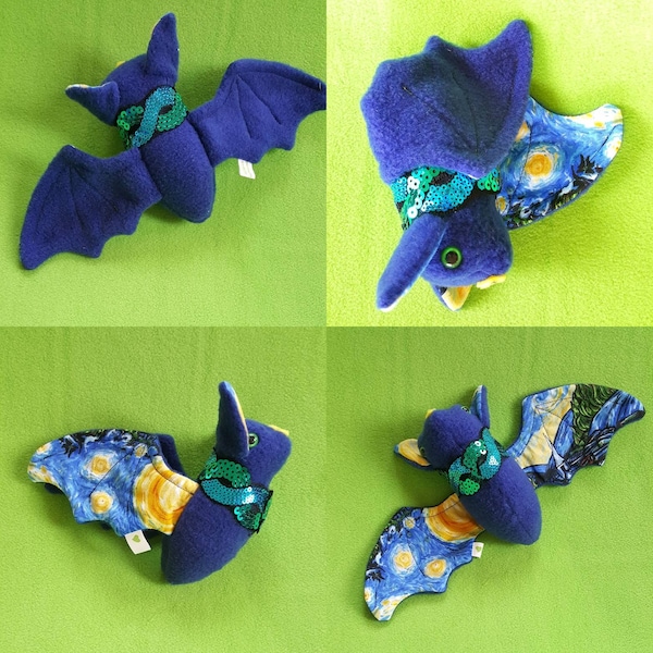 Starry Night Plush Bat with glow in the dark eyes