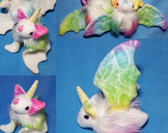 Special edition, unicorn bat plush - plushie, rainbow, kawaii doll