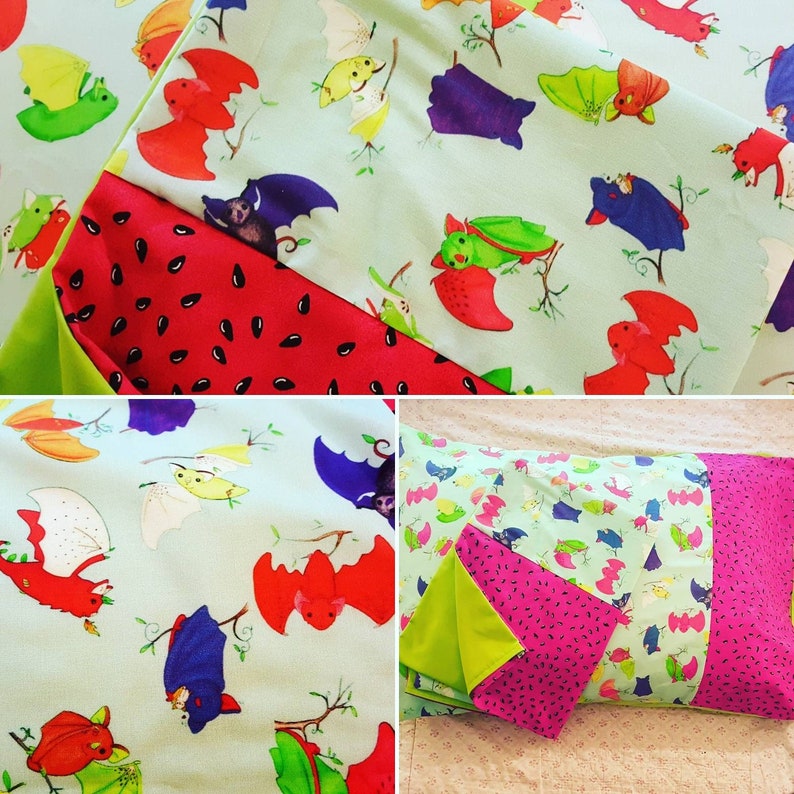 FruitBats Kawaii pillowcase with cherry hearts accent