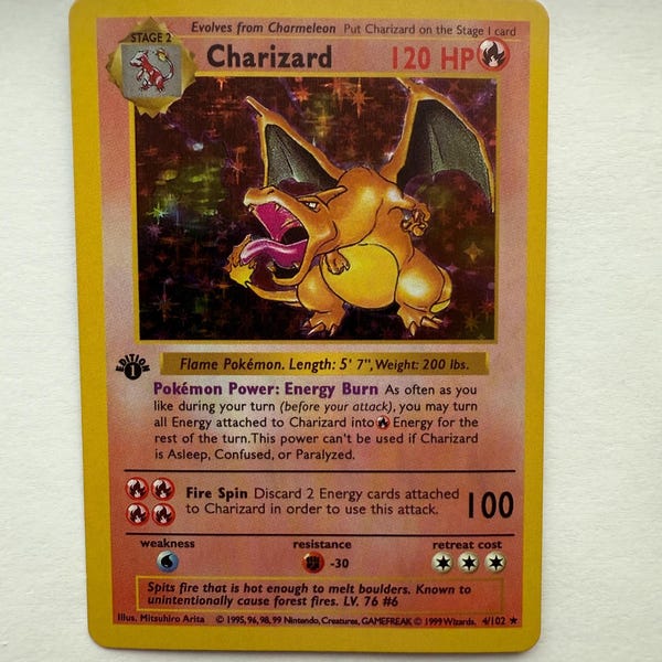 charizard shadowless base set 1st edition stamp ( READ DESCRIPTION)