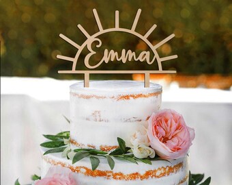 Adorno para tarta con forma de sol, tema de cumpleaños neutro, decoración para fiesta "Eres mi sol", adorno para tarta con forma de sol, adorno para tarta con nombre personalizado, adorno para tarta con forma de sol
