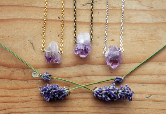 Raw amethyst clearance crystal necklace