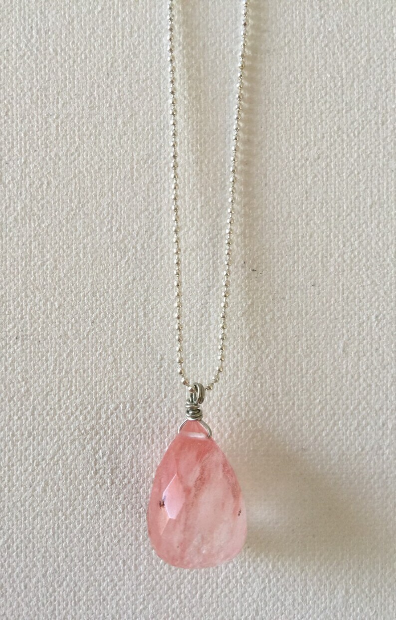 Teardrop Rose Quartz Necklace