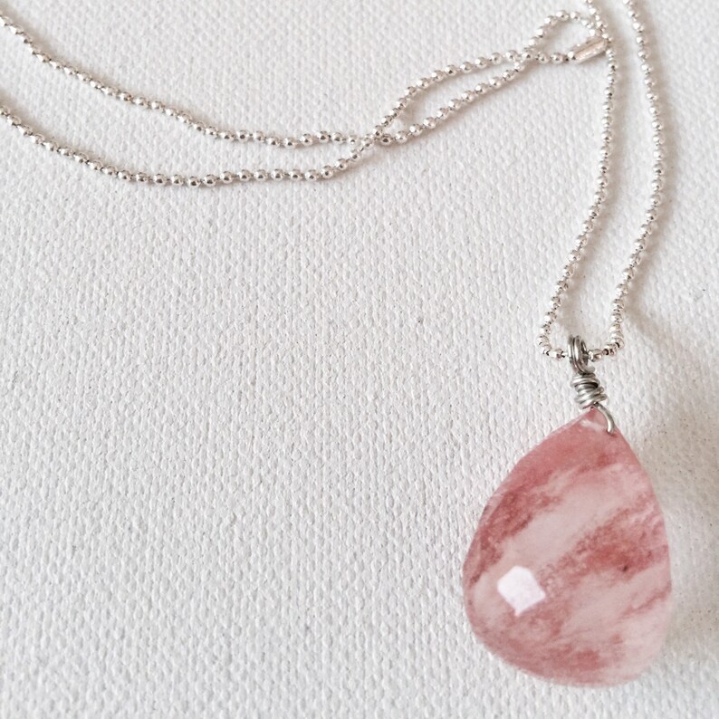 Teardrop Rose Quartz Necklace