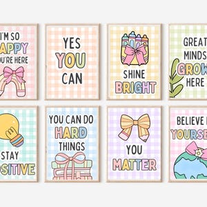 Set van 8 positieve posters voor in de klas | Motiverende muurdecoratie voor leerkrachten | Posters over een groeimindset | Leuke decoratie voor in de klas | Digitale download