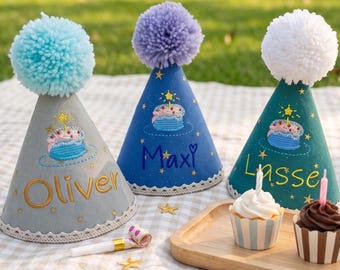 Custom Name Birthday Fun Party Hat, Custom Name Party Hat, First Birthday Hat, Embroidered Baby Hat, Toddler Birthday Gift