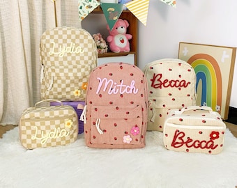 Custom Kids Backpack with Name | Personalized Backpack and Lunch Bag Set | Toddler School Bag | Baby Shower or Birthday Gift